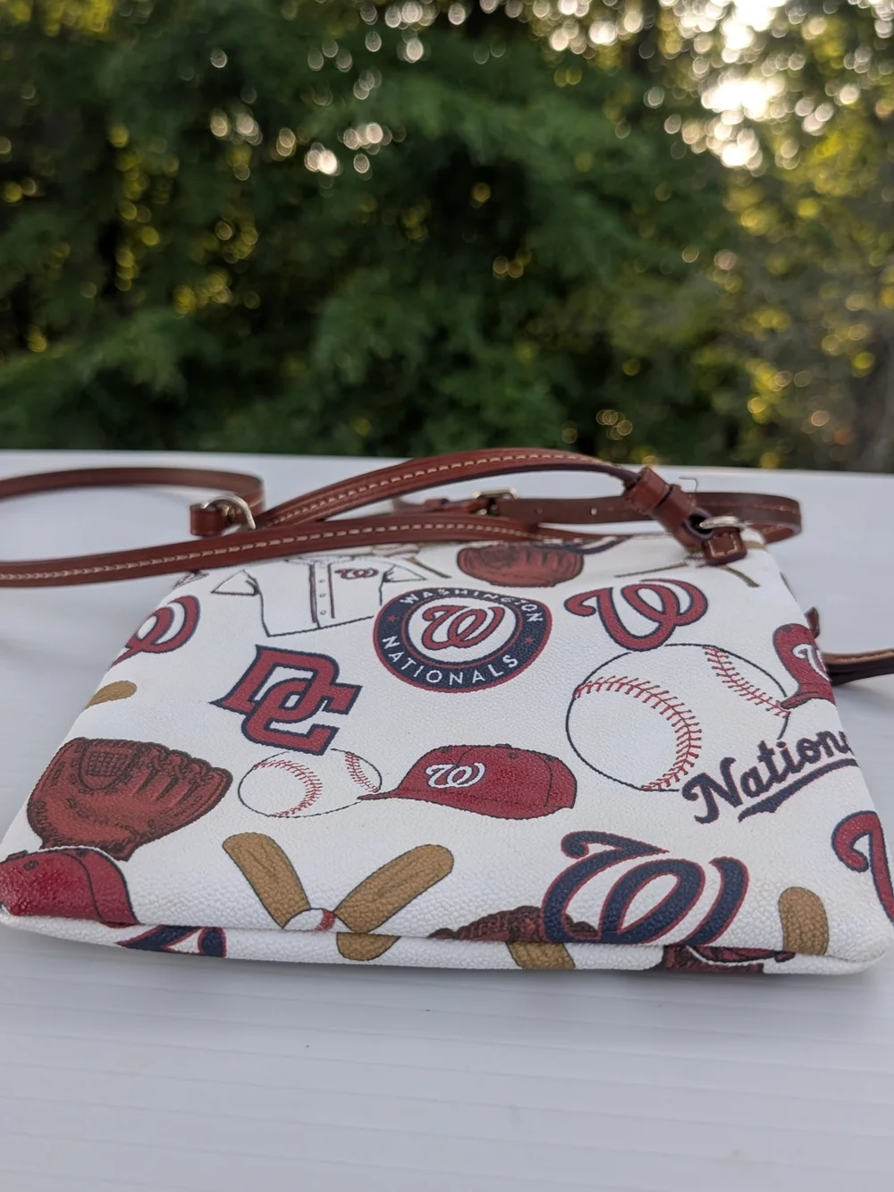Dooney & Bourke Maroon and White Washington Nationals Crossbody Bag